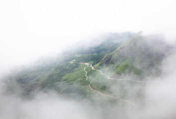 tram Ton Pass covered by fog, Sapa District, Lao Cai Province, Northwest Vietnam