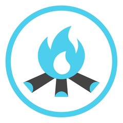Campfire vector icon in a round frame on a white background