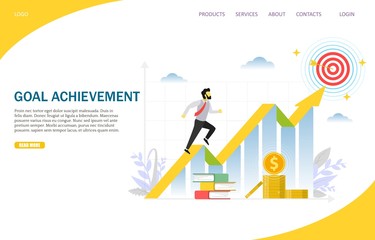Goal achievement vector website landing page design template