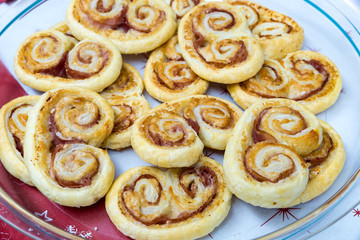 Savory biscuits with cheese and ham