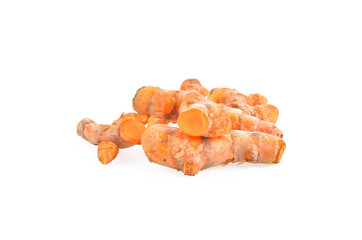 Turmeric root on white background