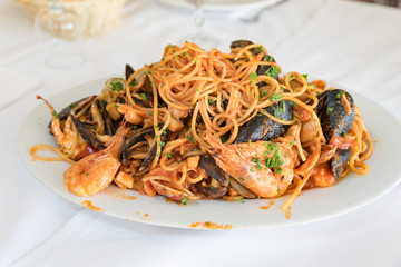 Spaghetti with seafood