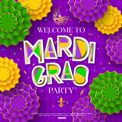 Mardi Gras party poster. Shrove tuesday. Vector illustration © annzakharchenko