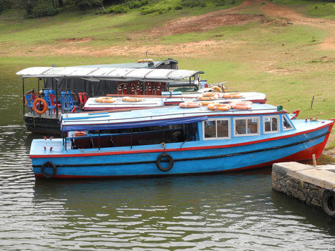 Boats in Periyar Reserve, Kerala Kochi