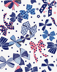 cute bows repeat design, seamless pattern vector illustration