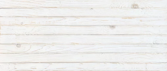Foto op Canvas witte houtstructuur achtergrond, bovenaanzicht houten plank paneel © elovich