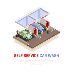 Carwash Isometric Composition