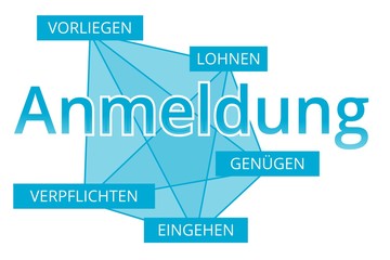 Anmeldung - Begriffe verbinden, Farbe blau