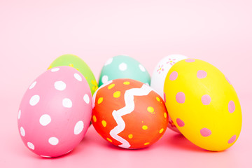 Beautiful Easter group egg multi color on pink