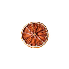 Dried blood orange slice isolated on white background