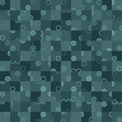 celadon circles and squares. vector seamless pattern. simple geometric shapes. textile paint. repetitive background. fabric swatch. wrapping paper. modern stylish texture