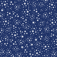 modern hand drawn style seamless pattern of stars on blue background