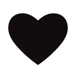 Flat Black Heart Icon Isolated on White Background. Vector illustration.