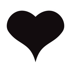 Flat Black Heart Icon Isolated on White Background. Vector illustration.