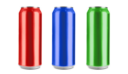 Aluminium can of beer on white background