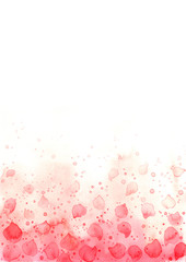 Pink petals of rose on white background watercolor hand painting for decoration on Valentine's day and wedding event.