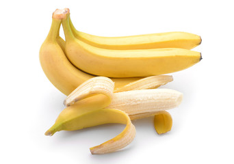 Tasty bananas on white background