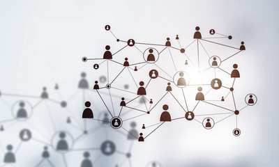 Concept of networking and connection against modern office blurred background