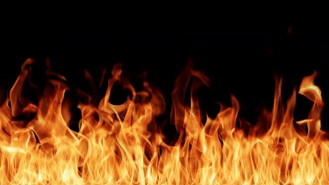 High resolution blazing flames on a black background