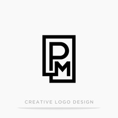 Letter pm initial logo, square design for Corporate Business Identity, Alphabet letter vector illustration