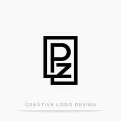 Letter pz initial logo, square design for Corporate Business Identity, Alphabet letter vector illustration