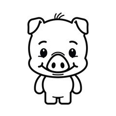 Cute pig cartoon. Piglet character illustration. Piggy line icon 