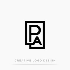 Letter pa initial logo, square design for Corporate Business Identity, Alphabet letter vector illustration
