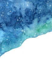 Abstract night sky and star watercolor hand painting background.