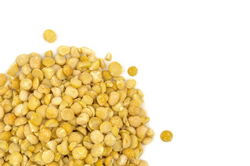 Yellow split peas isolated on white background