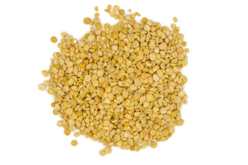 Yellow split peas isolated on white background