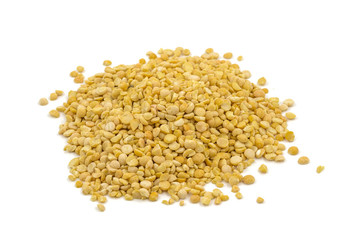 Yellow split peas isolated on white background