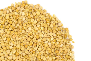 Yellow split peas isolated on white background