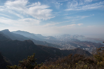 Obraz premium view of mountains lianyungang,jiangsu,china