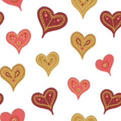 Fototapeta na wymiar seamless pattern with gingerbread hearts