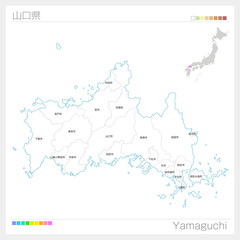 山口県の地図（市町村・区分け）