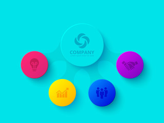 Abstract elements for infographic with 4 options, parts or steps. Template for diagram, graph and chart. Trendy bold colors