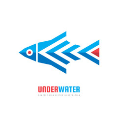 Fish - concept business logo template vector illustration. Geometric sign. Graphic design element.  