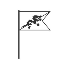 Bhutan flag icon in black outline flat design. Independence day or National day holiday concept.