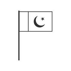 Pakistan flag icon in black outline flat design. Independence day or National day holiday concept.