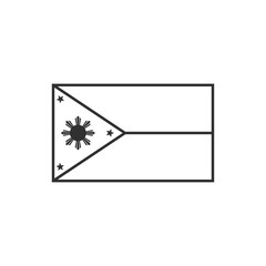 Philippines flag icon in black outline flat design. Independence day or National day holiday concept.