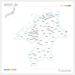 福岡県の地図（市町村・区分け）