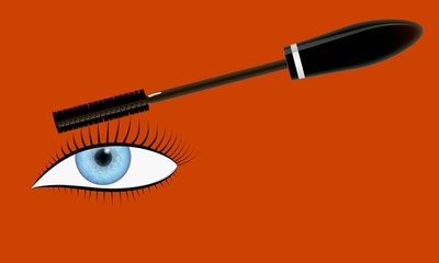 Female eye and mascara brush