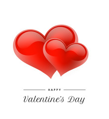 Valentine's Day background with 3d hearts. Vector illustration. Cute love banner or greeting card