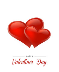 Valentine's Day background with 3d hearts. Vector illustration. Cute love banner or greeting card