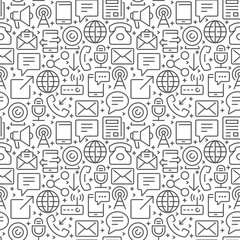 Communication seamless pattern with thin line icons