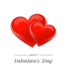 Valentine's Day background with 3d hearts. Vector illustration. Cute love banner or greeting card