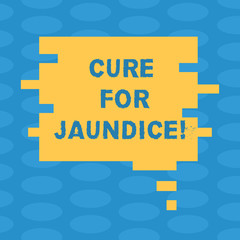 Word writing text Cure For Jaundice. Business concept for often disappears on its own within two or three weeks Blank Color Speech Bubble in Puzzle Piece Shape photo for Presentation Ads