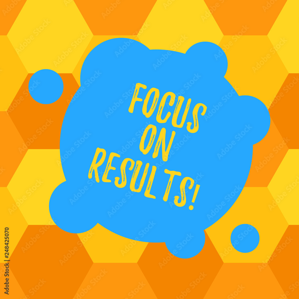 Poster handwriting text focus on results. concept meaning key goals strategy to reach goal and ensure effec