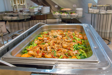 delicious Thai food in dish for buffet