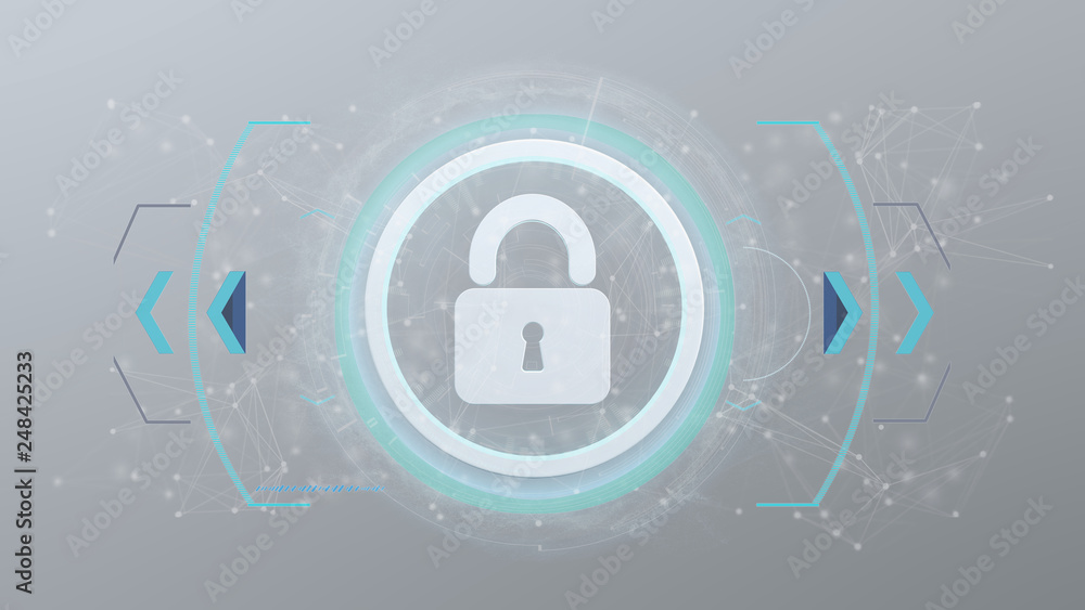 Poster technology security icon on a circle isolated on a background 3d rendering